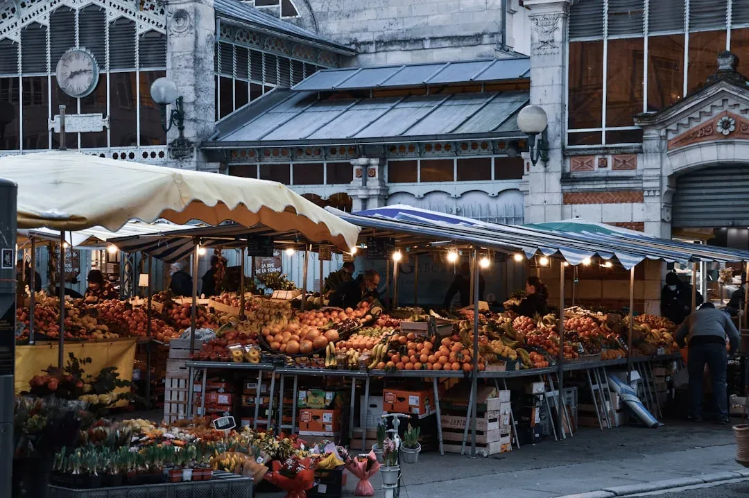 vibrant street food market scene